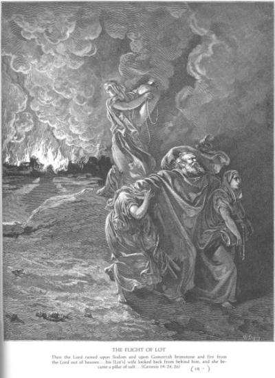 Dore Lot Flees as Sodom and Gomorrah Burn